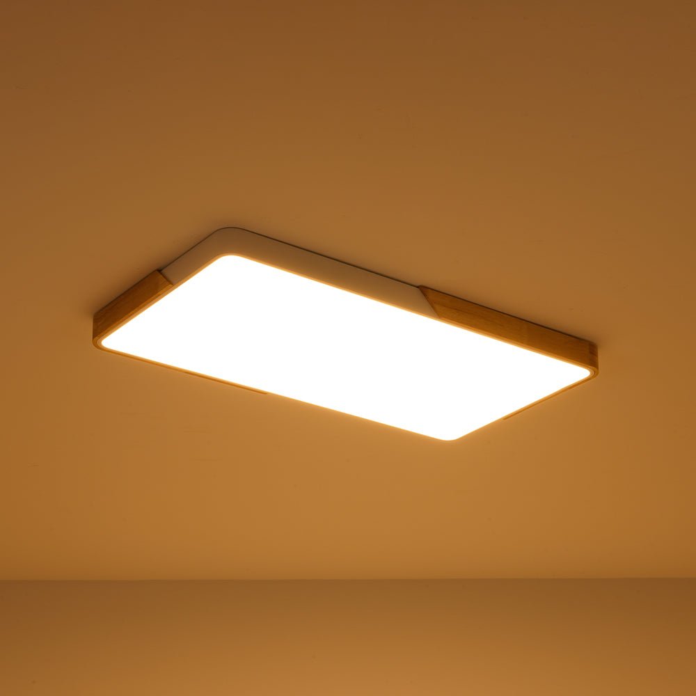 Raudunix Minimalist Rectangle Wood Flush Mount Ceiling Light