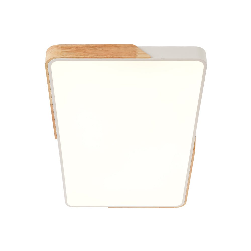 Raudunix Minimalist Rectangle Wood Flush Mount Ceiling Light
