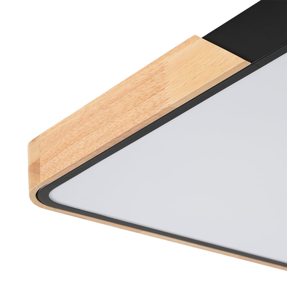 Raudunix Minimalist Rectangle Wood Flush Mount Ceiling Light