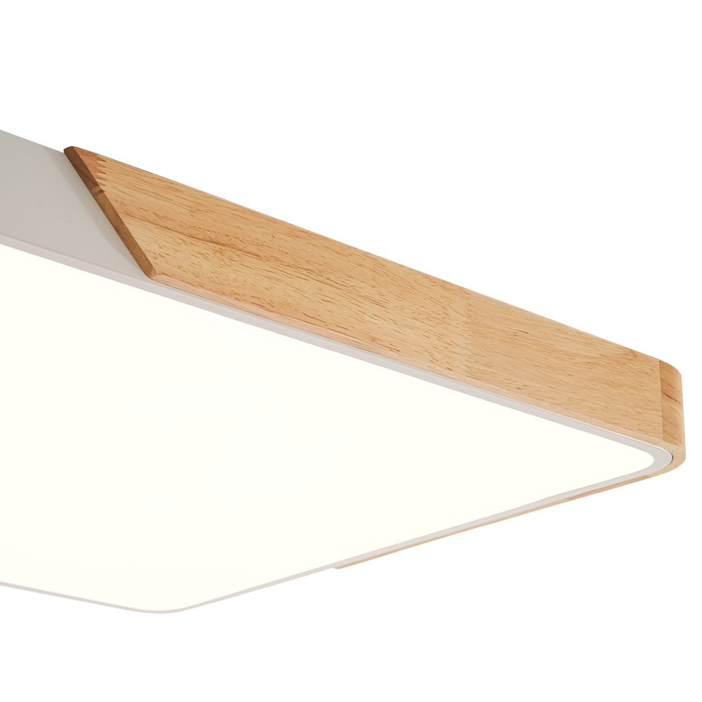 Raudunix Minimalist Rectangle Wood Flush Mount Ceiling Light