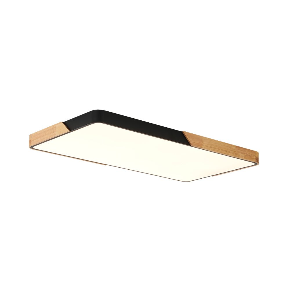 Raudunix Minimalist Rectangle Wood Flush Mount Ceiling Light