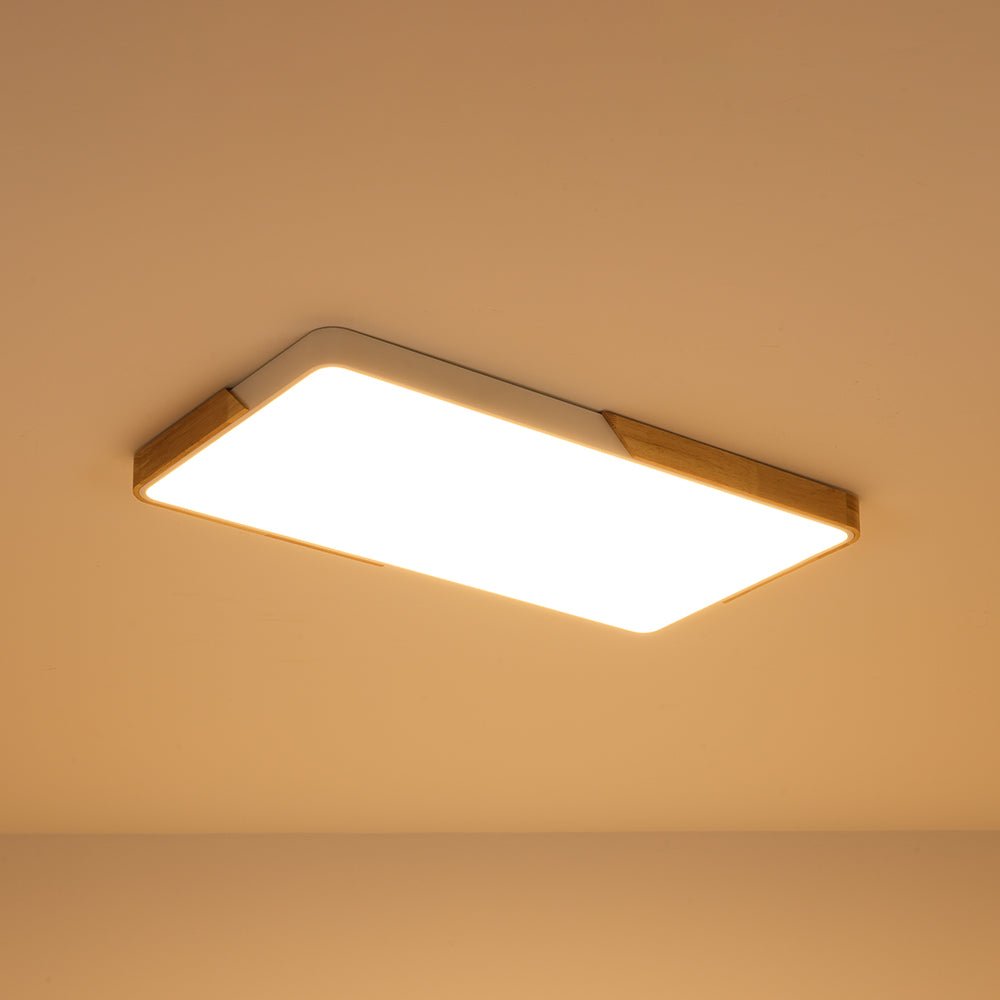 Raudunix Minimalist Rectangle Wood Flush Mount Ceiling Light