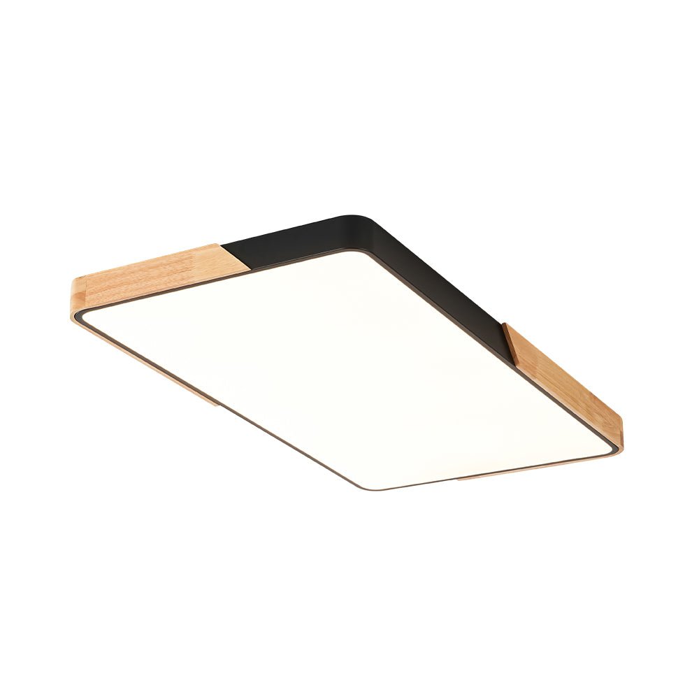 Raudunix Minimalist Rectangle Wood Flush Mount Ceiling Light