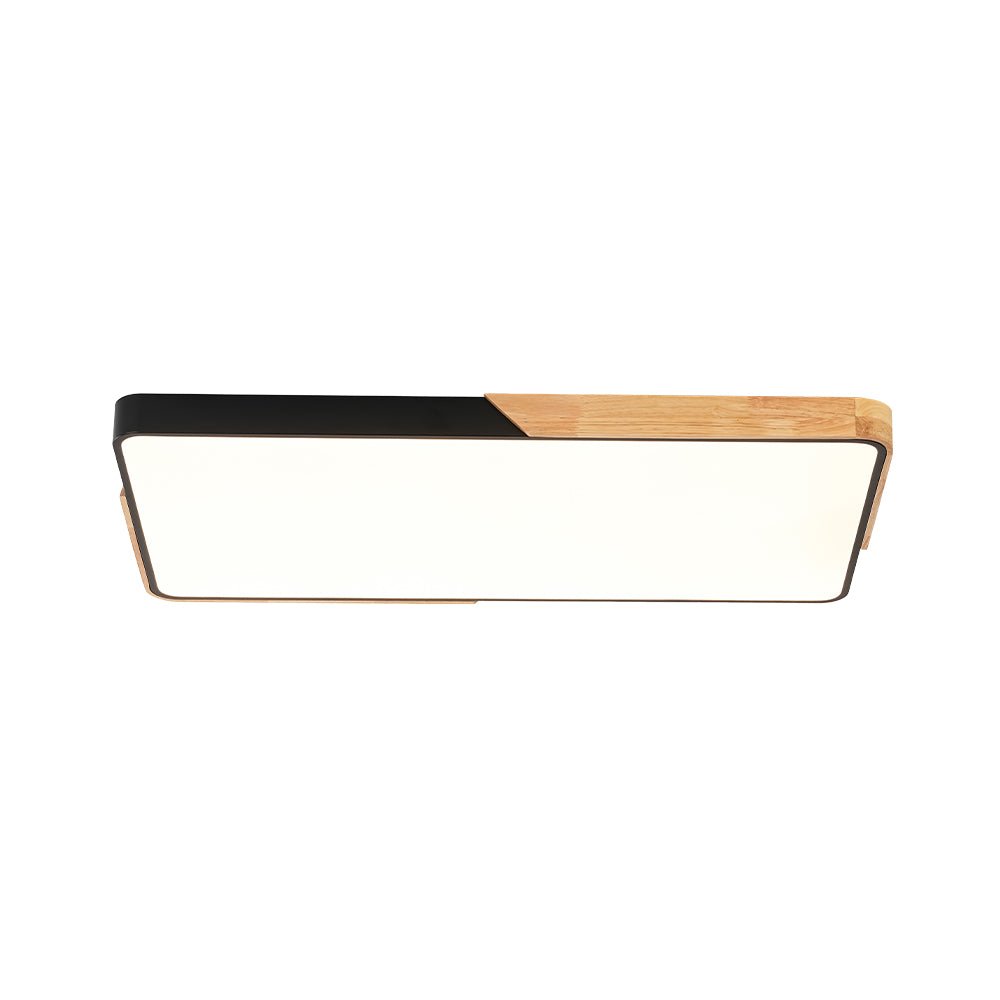 Raudunix Minimalist Rectangle Wood Flush Mount Ceiling Light