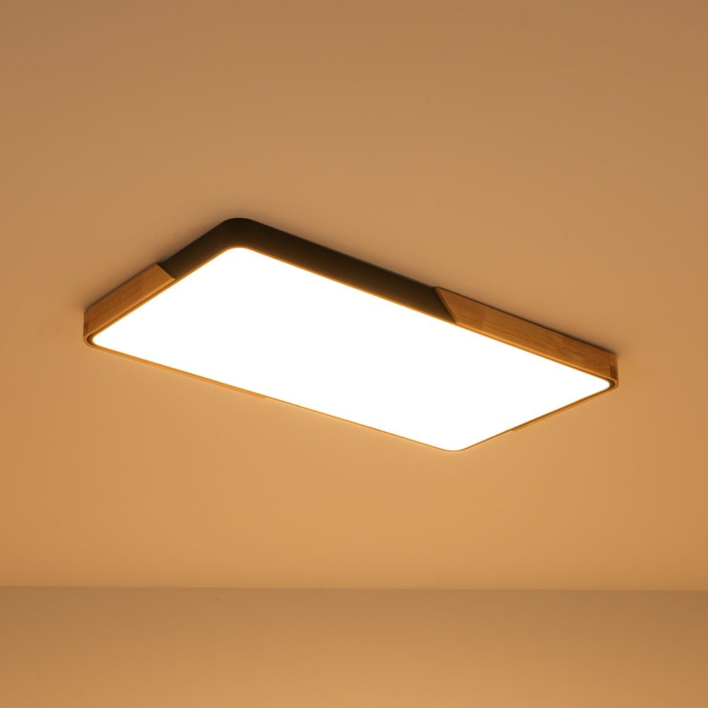 Raudunix Minimalist Rectangle Wood Flush Mount Ceiling Light