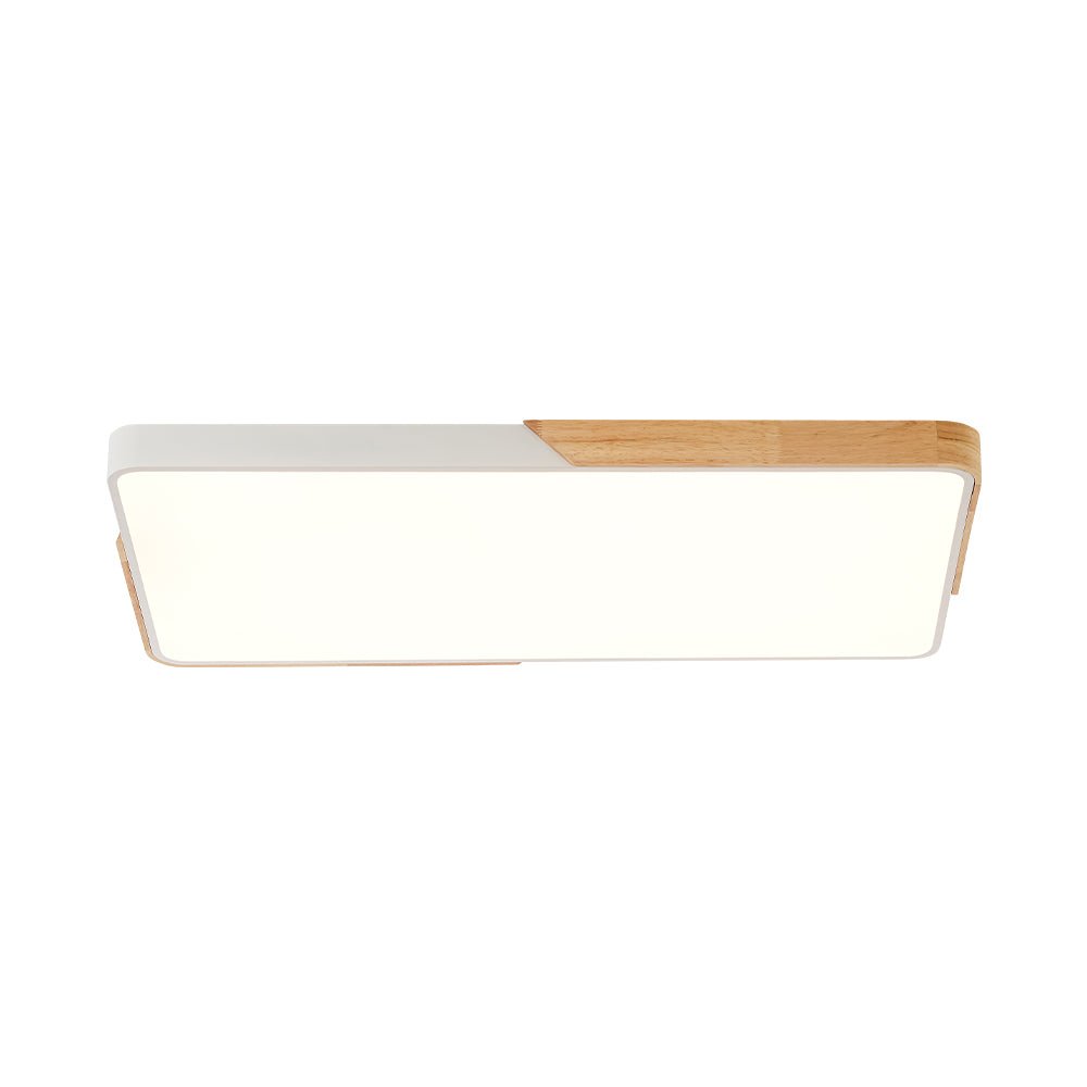 Raudunix Minimalist Rectangle Wood Flush Mount Ceiling Light