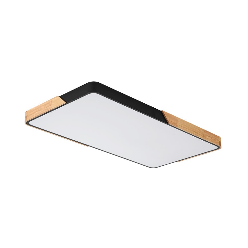 Raudunix Minimalist Rectangle Wood Flush Mount Ceiling Light