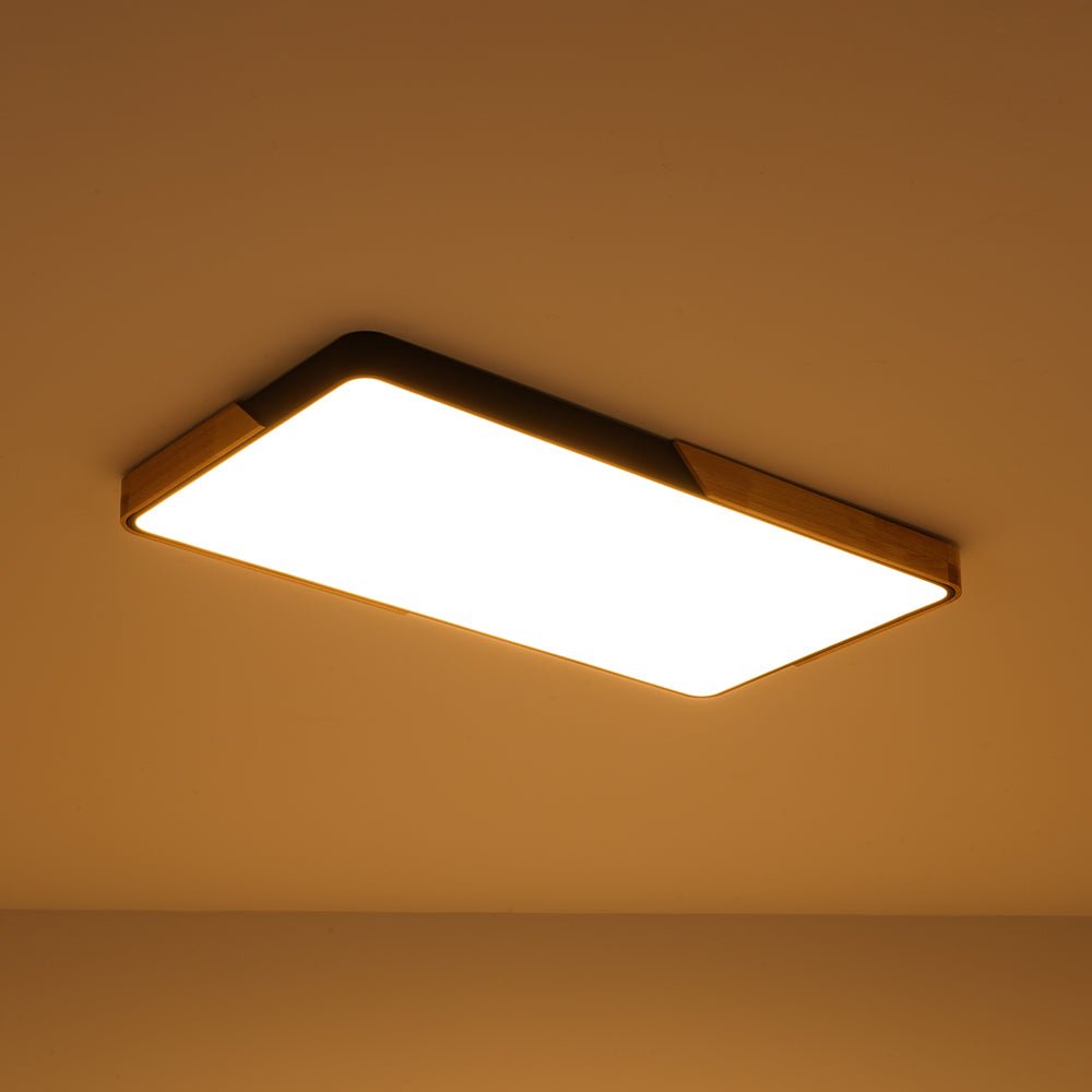 Raudunix Minimalist Rectangle Wood Flush Mount Ceiling Light