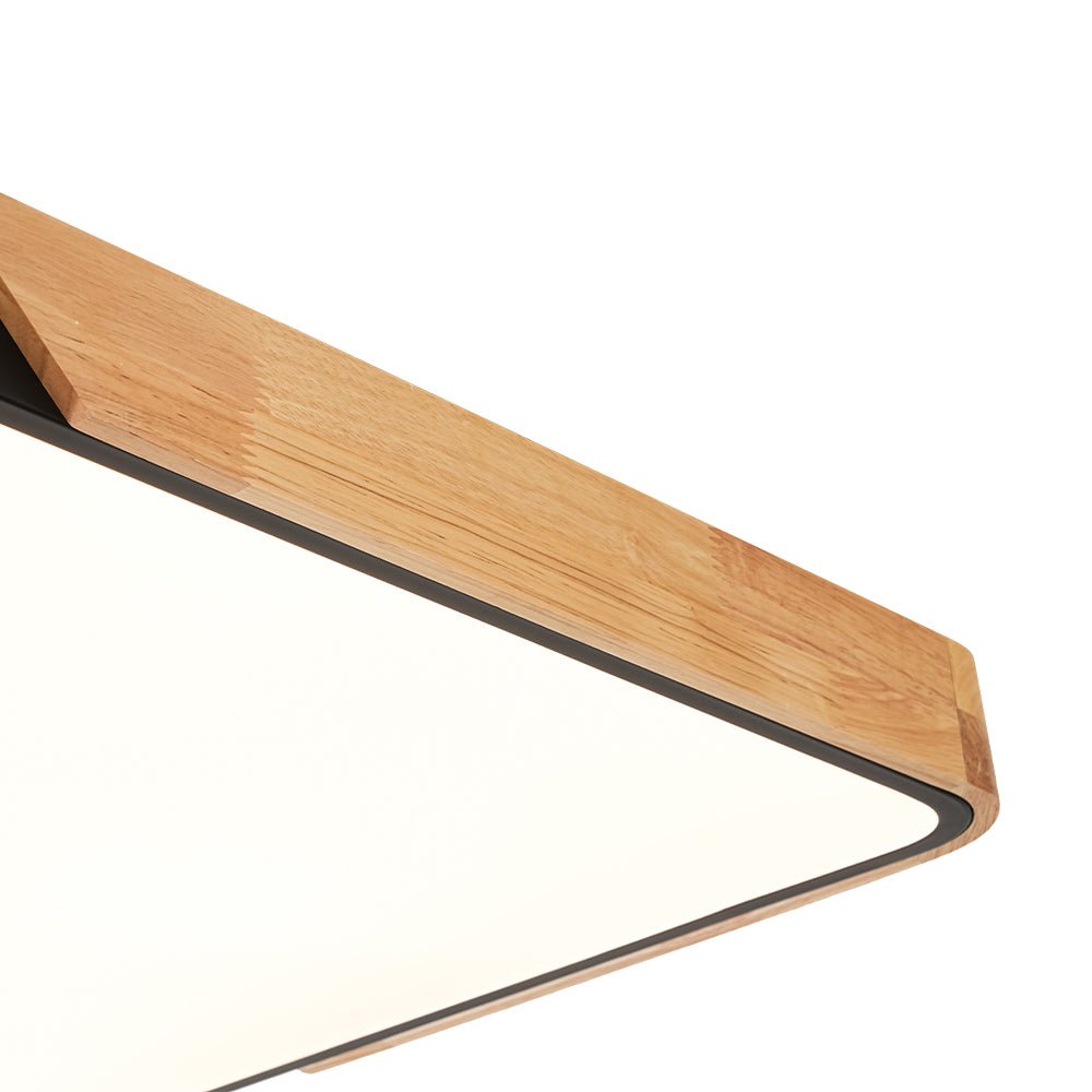 Raudunix Minimalist Rectangle Wood Flush Mount Ceiling Light
