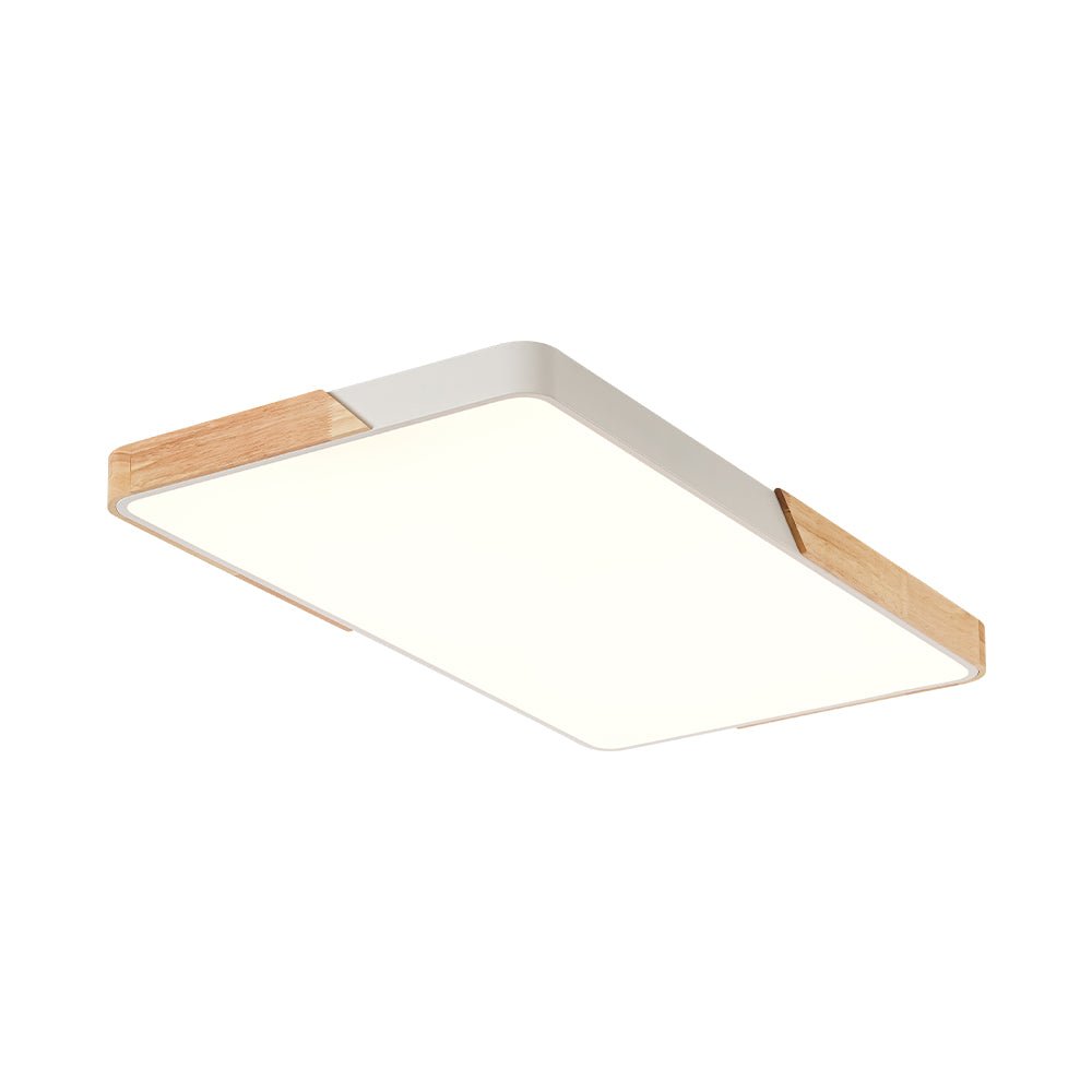 Raudunix Minimalist Rectangle Wood Flush Mount Ceiling Light