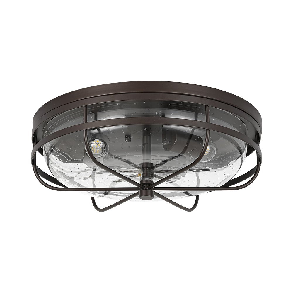 Vatnuvo Retro Round Seeded Glass Flush Mount Light
