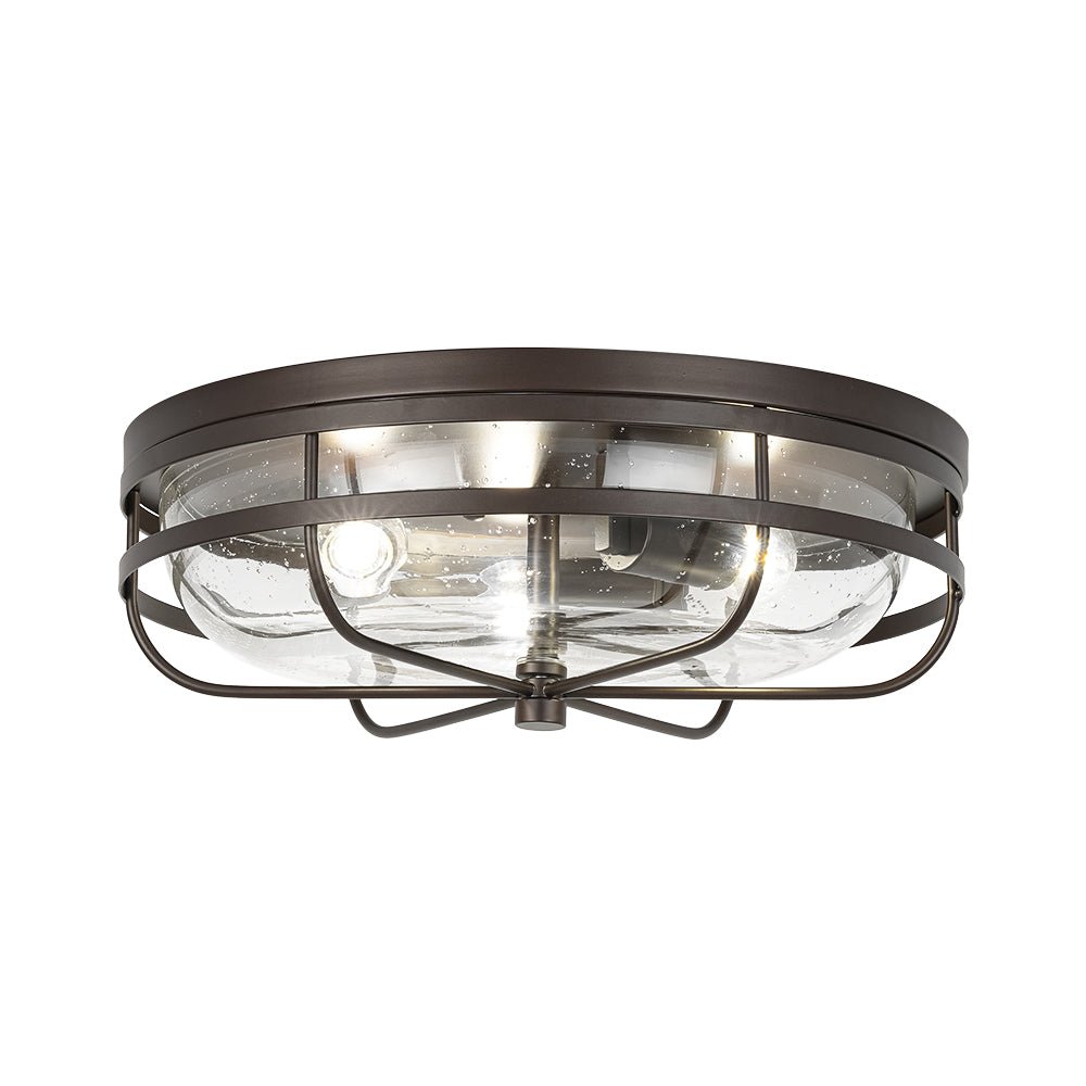 Vatnuvo Retro Round Seeded Glass Flush Mount Light