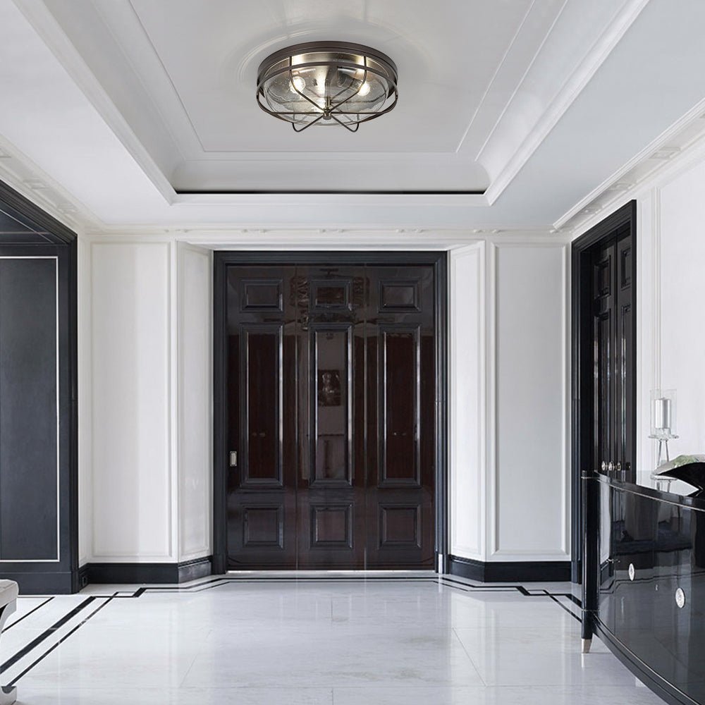 Vatnuvo Retro Round Seeded Glass Flush Mount Light