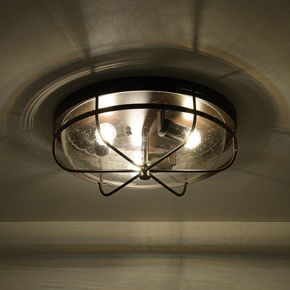 Vatnuvo Retro Round Seeded Glass Flush Mount Light