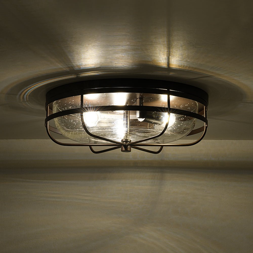 Vatnuvo Retro Round Seeded Glass Flush Mount Light