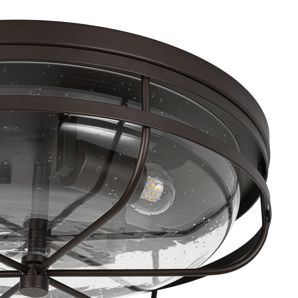 Vatnuvo Retro Round Seeded Glass Flush Mount Light