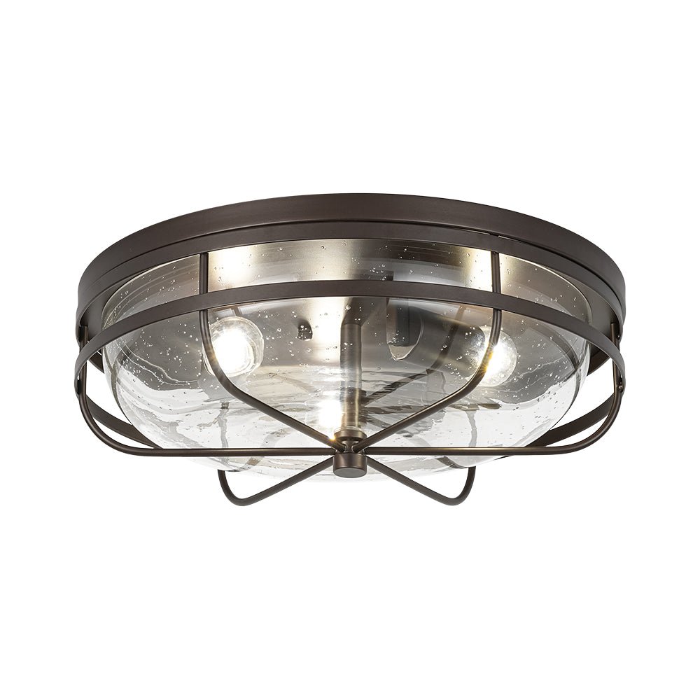 Vatnuvo Retro Round Seeded Glass Flush Mount Light