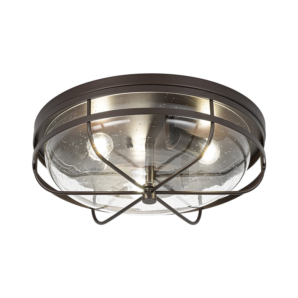 Vatnuvo Retro Round Seeded Glass Flush Mount Light