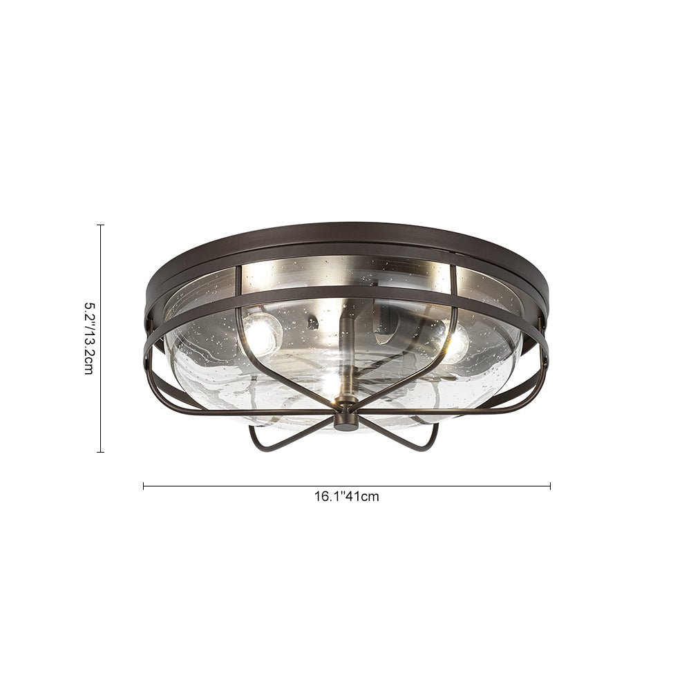 Vatnuvo Retro Round Seeded Glass Flush Mount Light