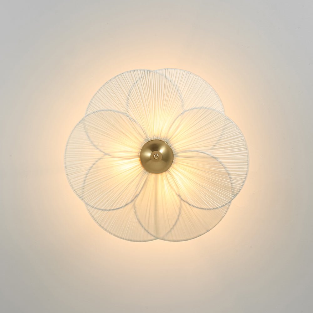 Ornuvux Pleated Flower White Fabric Semi Flush Mount Ceiling Light