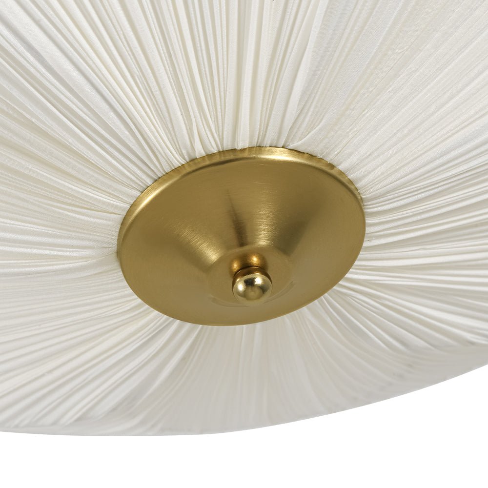 Ornuvux Pleated Flower White Fabric Semi Flush Mount Ceiling Light