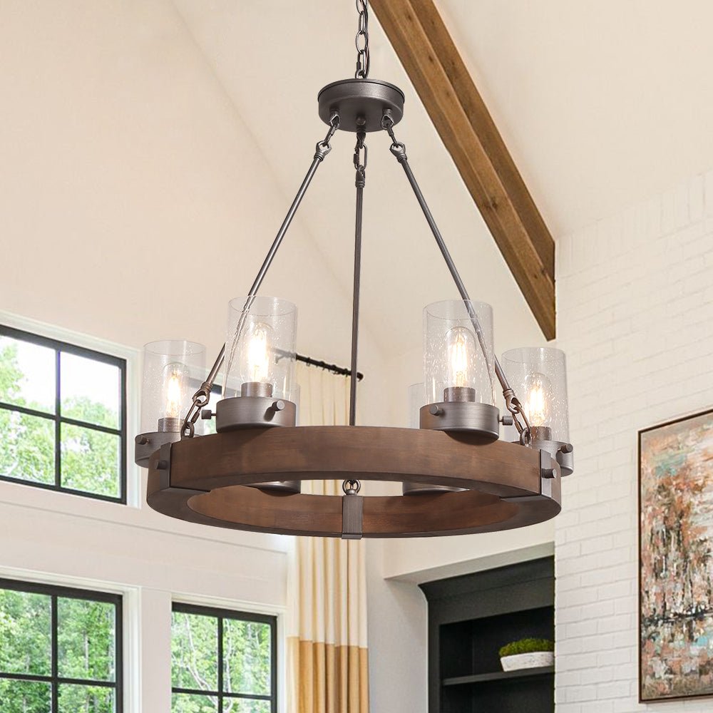 Fljotuli Rustic Wagon Wheel Metal Chandelier