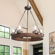 Fljotuli Rustic Wagon Wheel Metal Chandelier
