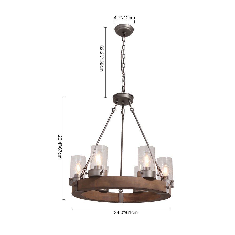 Fljotuli Rustic Wagon Wheel Metal Chandelier