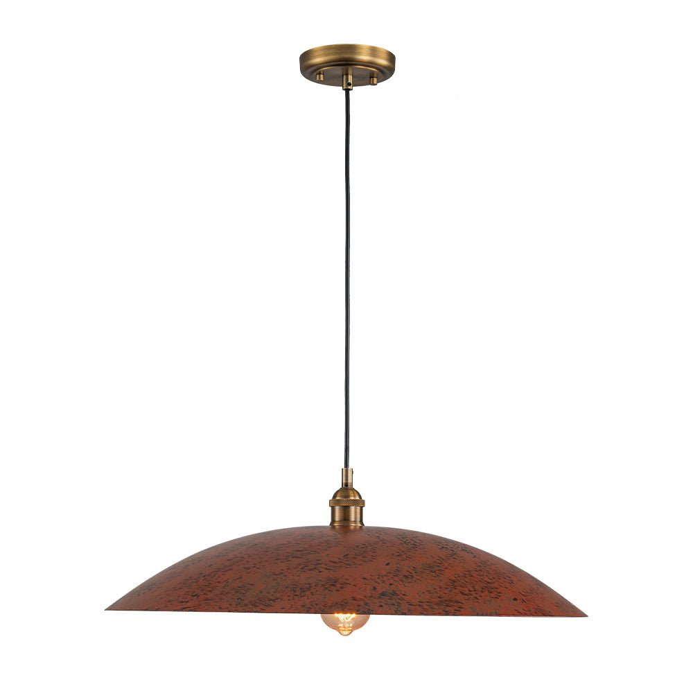 Rauduvox Rustic Brown Oversized Flat Metal Pendant Light