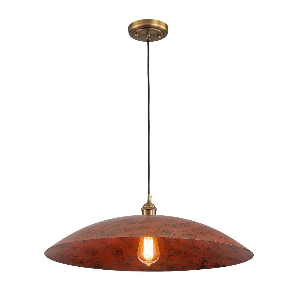 Rauduvox Rustic Brown Oversized Flat Metal Pendant Light
