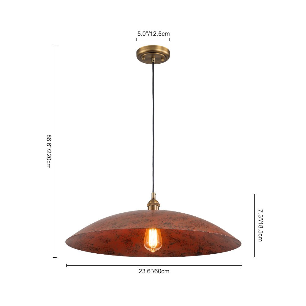 Rauduvox Rustic Brown Oversized Flat Metal Pendant Light