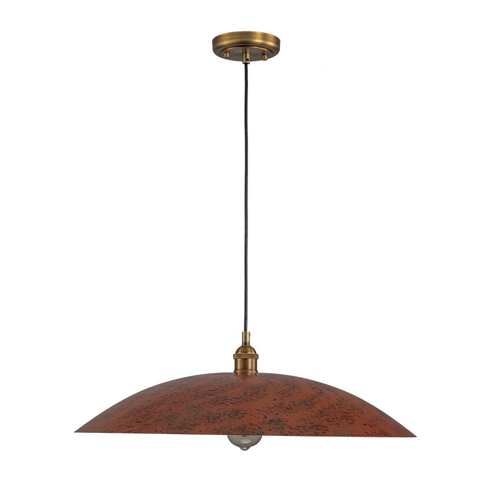 Rauduvox Rustic Brown Oversized Flat Metal Pendant Light