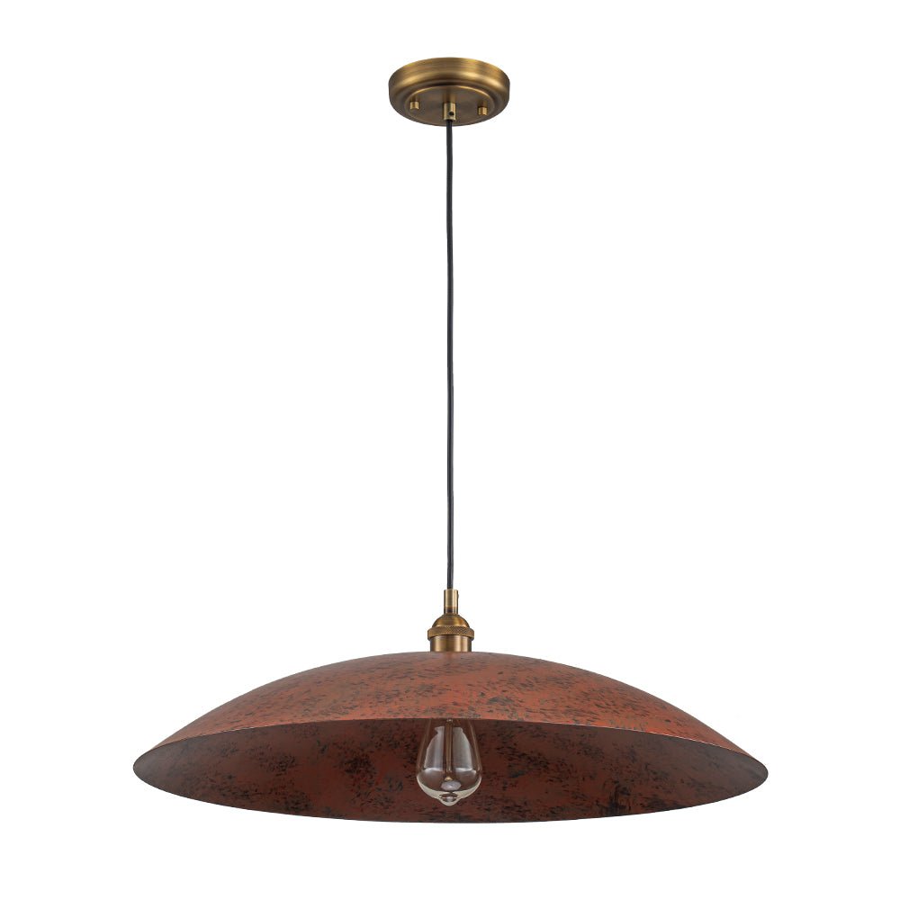 Rauduvox Rustic Brown Oversized Flat Metal Pendant Light