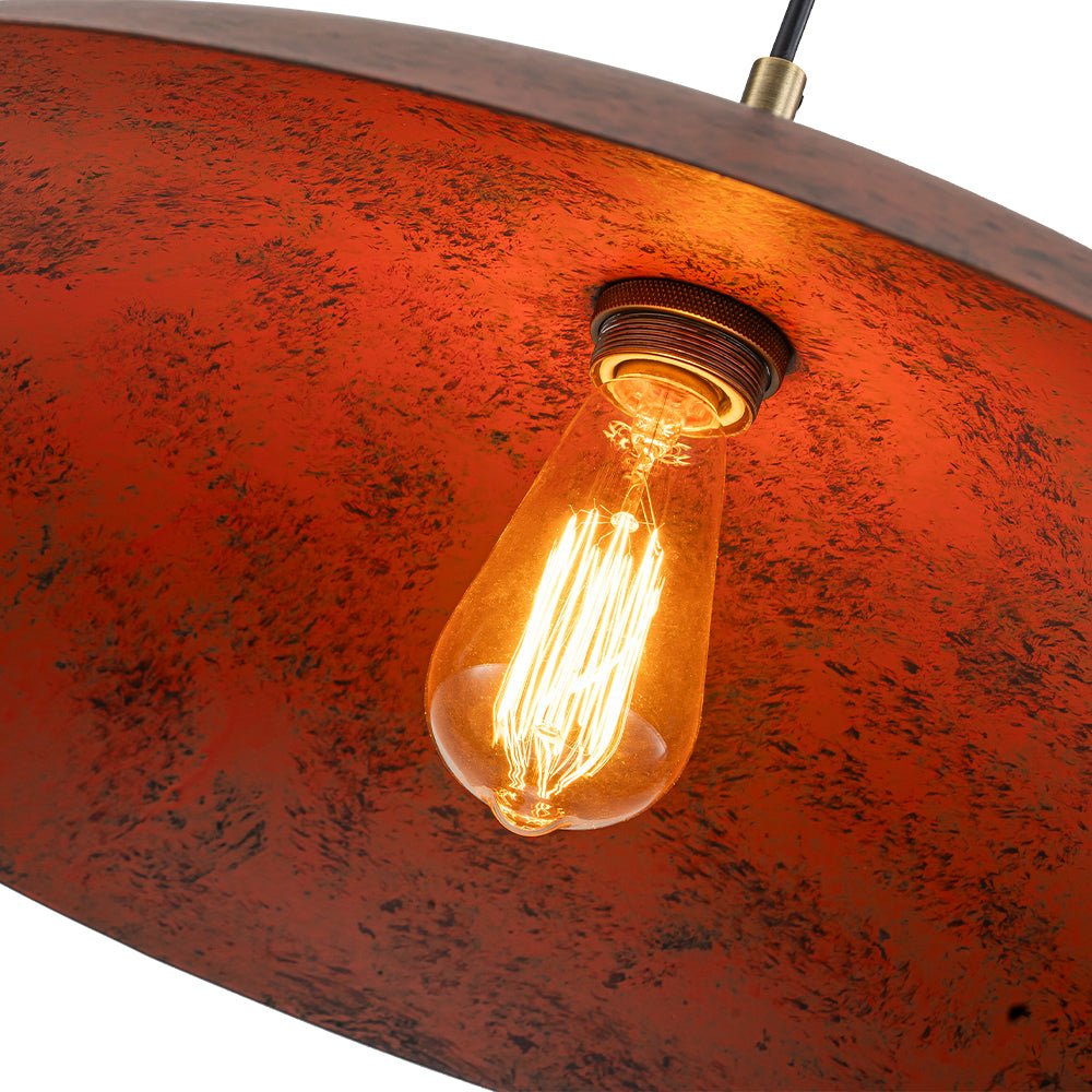 Rauduvox Rustic Brown Oversized Flat Metal Pendant Light