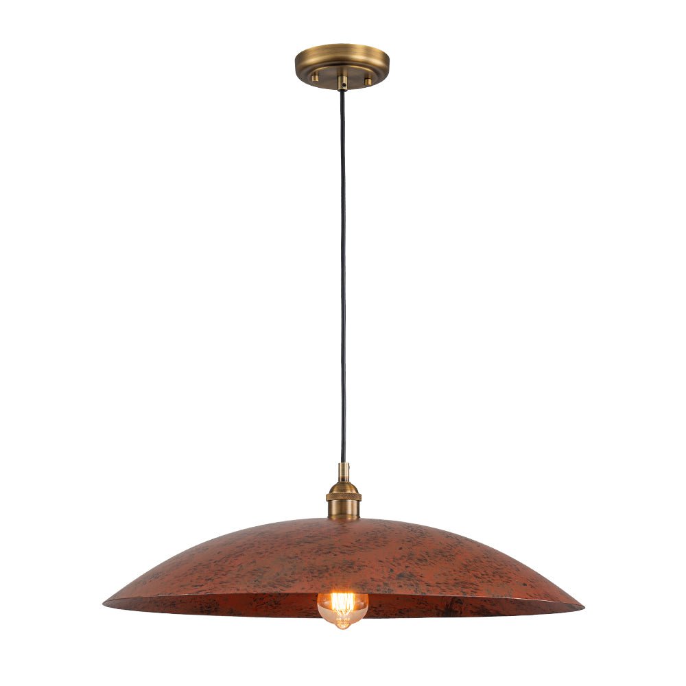 Rauduvox Rustic Brown Oversized Flat Metal Pendant Light