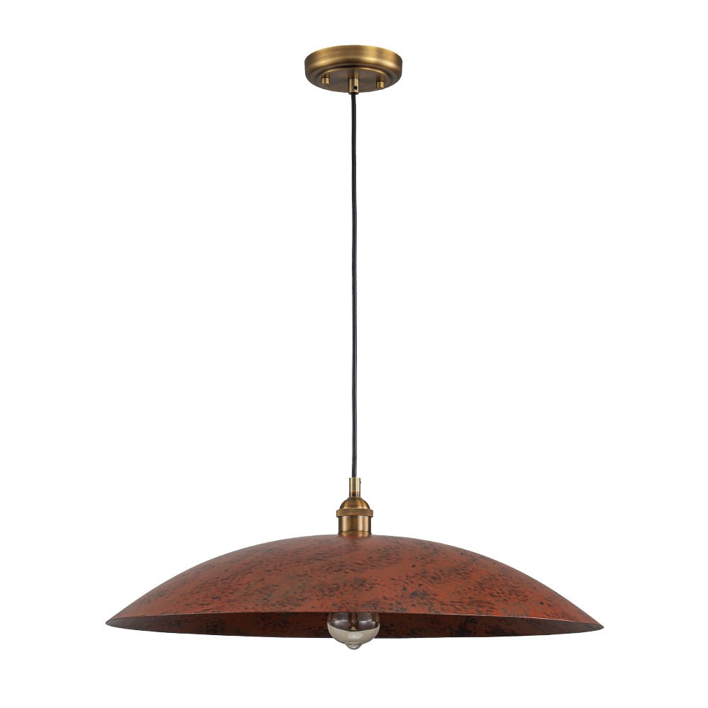 Rauduvox Rustic Brown Oversized Flat Metal Pendant Light