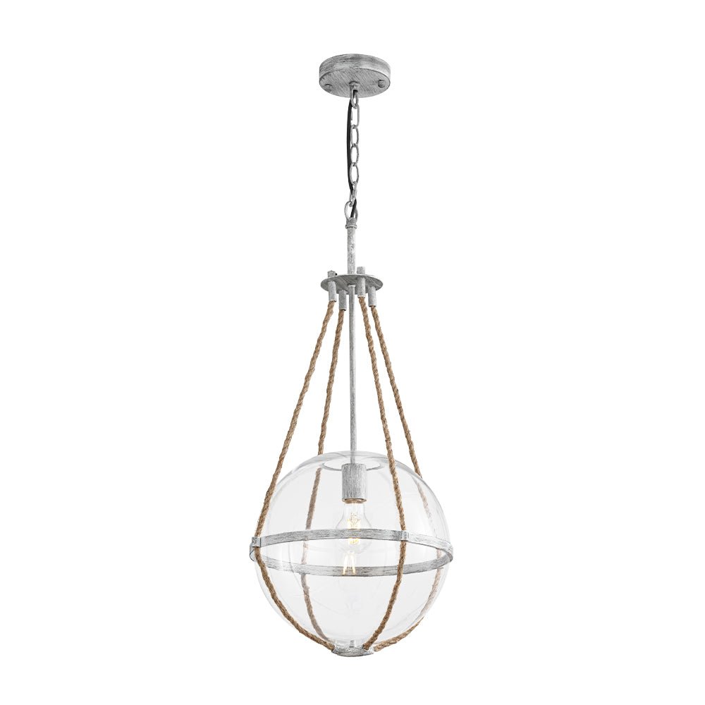 Yrvuvyr Rustic Hemp Rope Distressed White Glass Pendant Light