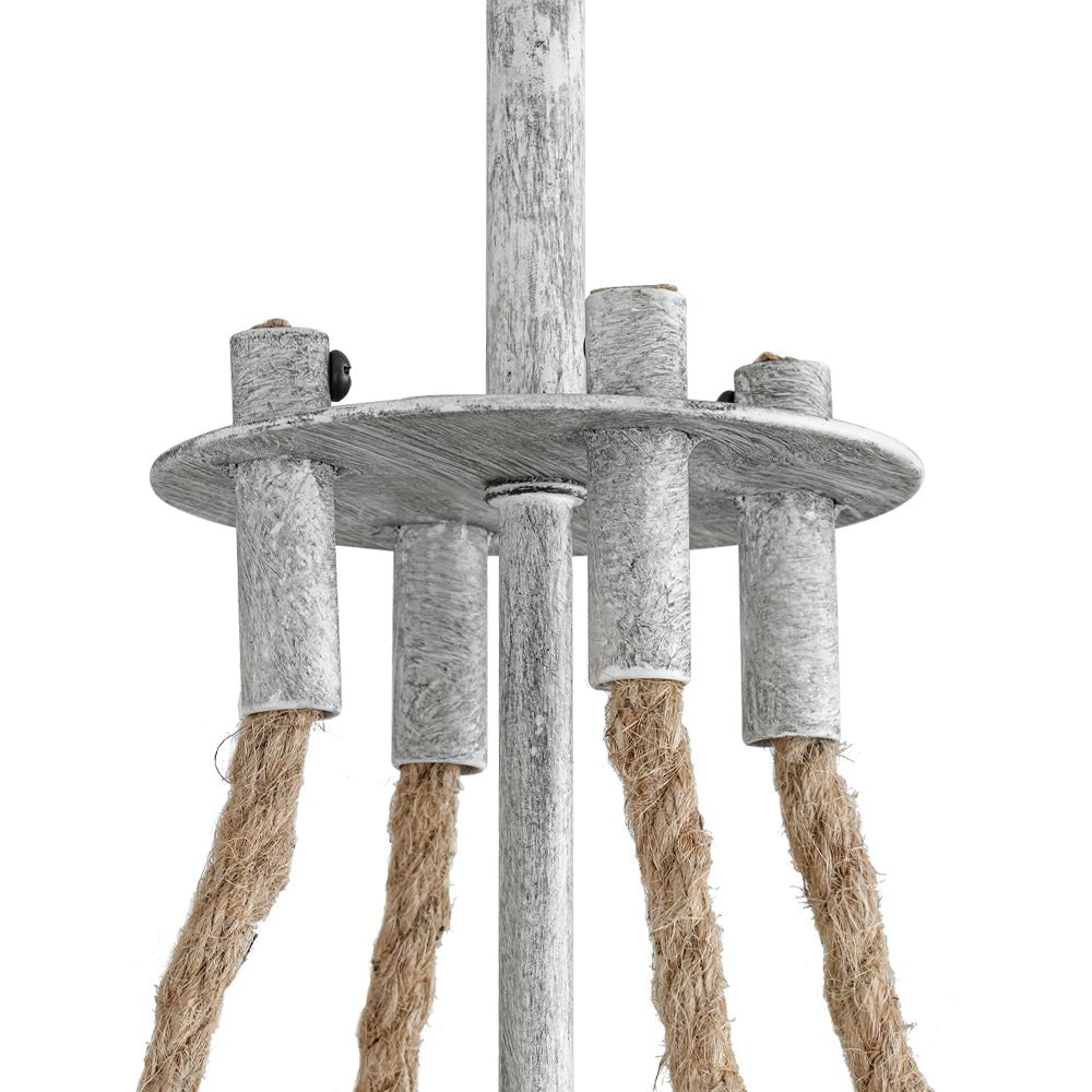 Yrvuvyr Rustic Hemp Rope Distressed White Glass Pendant Light