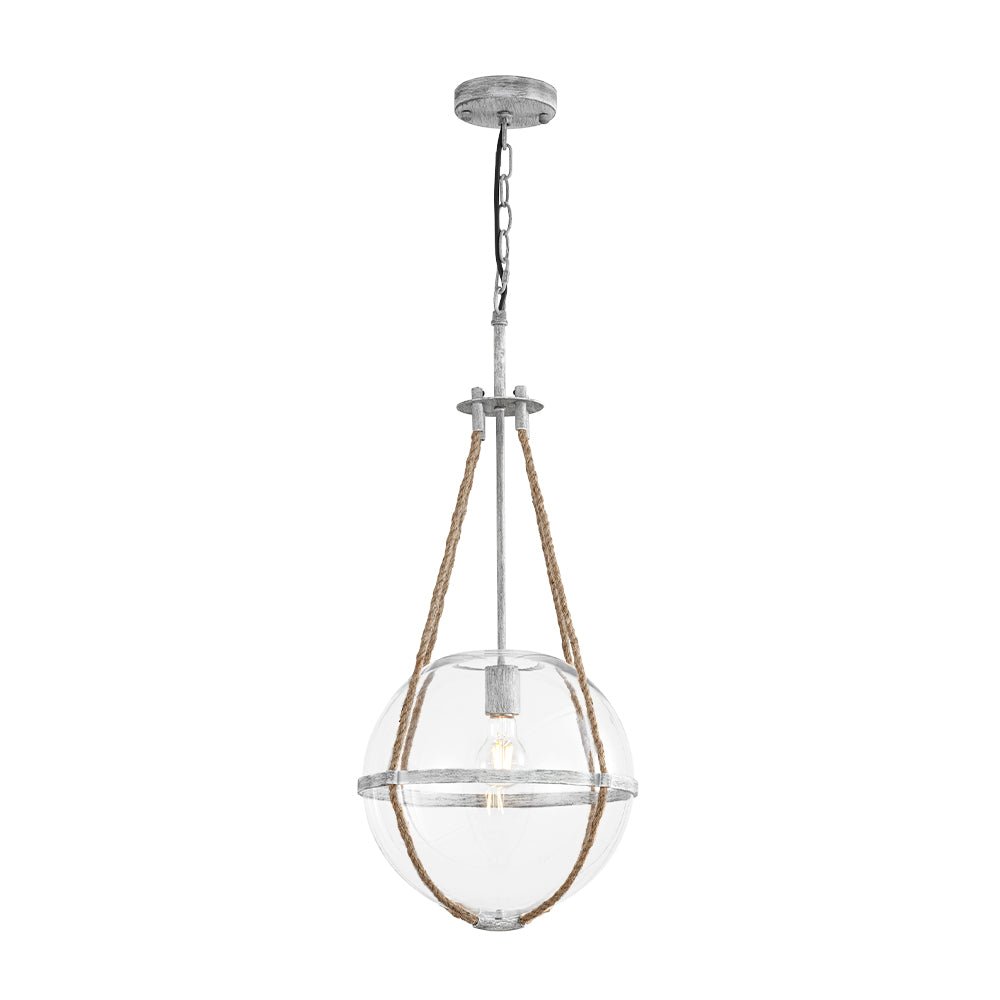 Yrvuvyr Rustic Hemp Rope Distressed White Glass Pendant Light