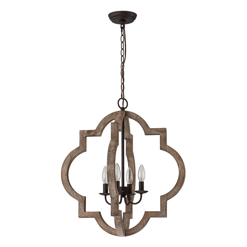 Alvuli Vintage Quatrefoil Wood Chandelier
