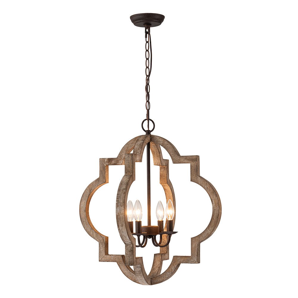 Alvuli Vintage Quatrefoil Wood Chandelier