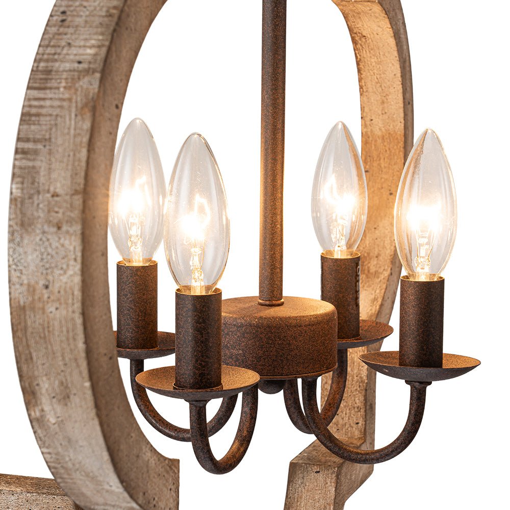 Alvuli Vintage Quatrefoil Wood Chandelier
