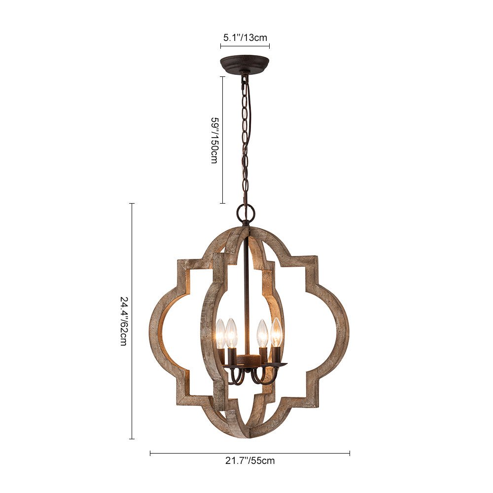 Alvuli Vintage Quatrefoil Wood Chandelier