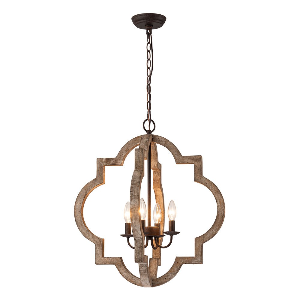 Alvuli Vintage Quatrefoil Wood Chandelier