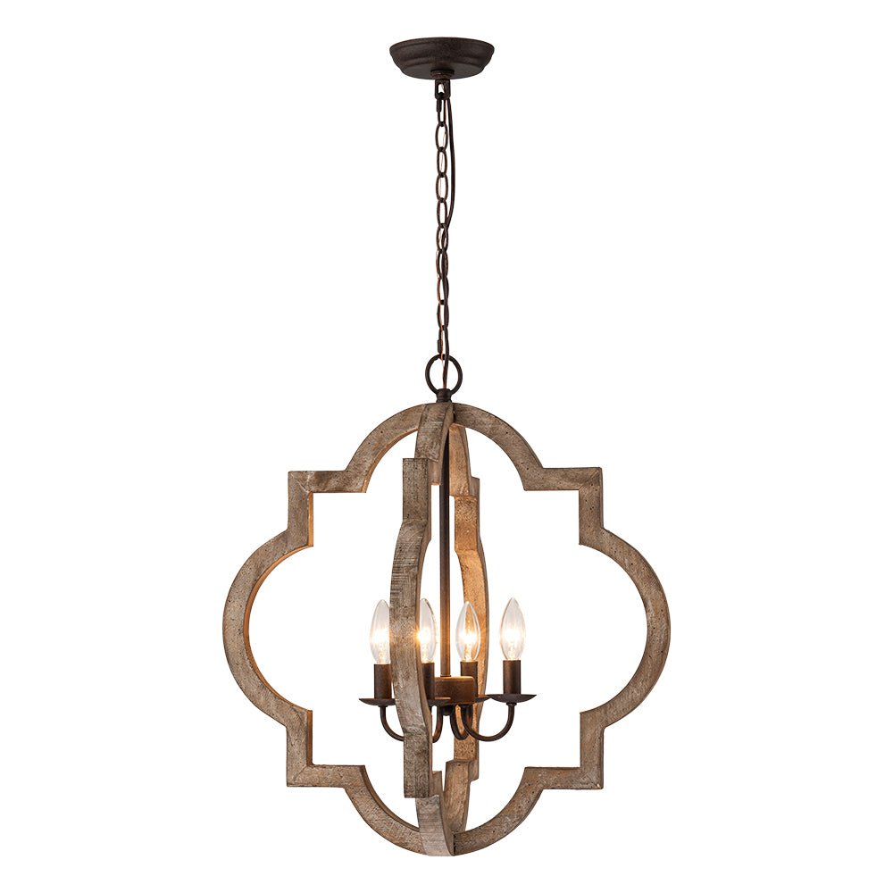 Alvuli Vintage Quatrefoil Wood Chandelier