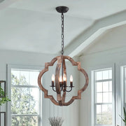 Alvuli Vintage Quatrefoil Wood Chandelier