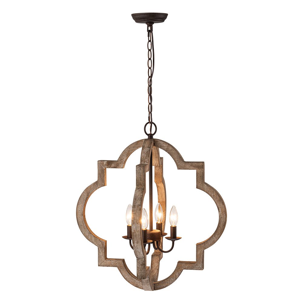 Alvuli Vintage Quatrefoil Wood Chandelier