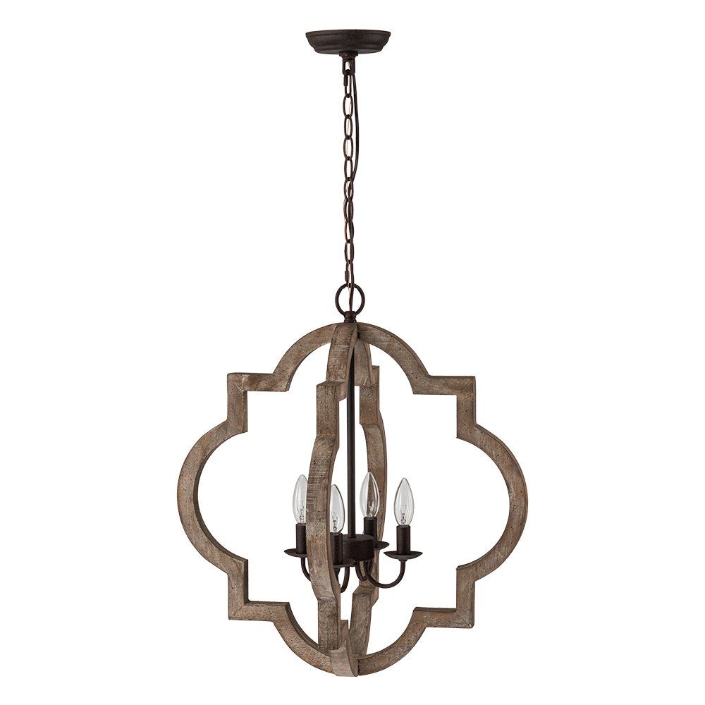 Alvuli Vintage Quatrefoil Wood Chandelier