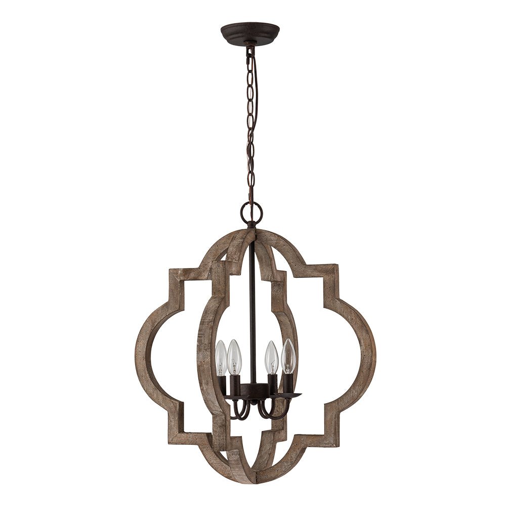 Alvuli Vintage Quatrefoil Wood Chandelier