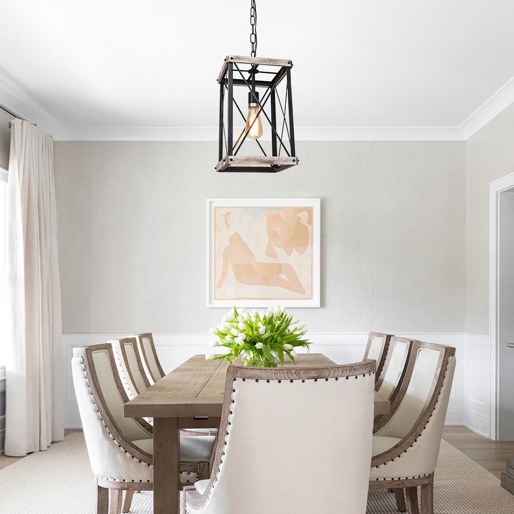 Xenonlux Rustic Square Wood Pendant Light